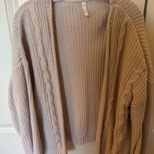 Wishlist Taupe Cable Knit Cardigan